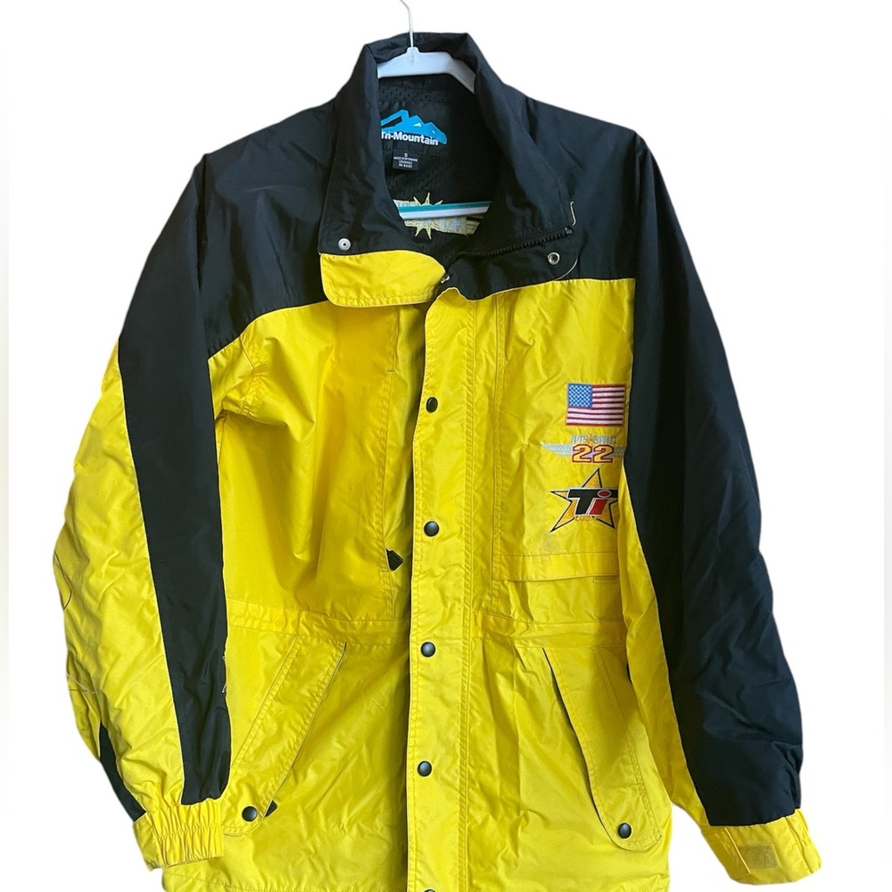 Yellow and black vintage racing parka. Mens small.
